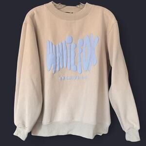 White Fox Sweatshirt Women's XS/S Gray White Spell Out Archive 6.0